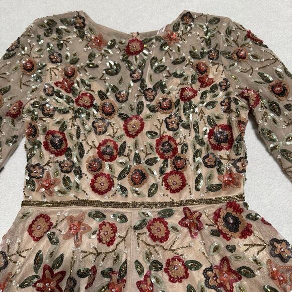 MAC DUGGAL 5533 Embellished Gown 4 Antique Rose High Neck Long Sleeves NWT $798 - Picture 5 of 16